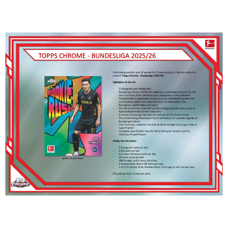 2025/26 Topps Chrome Bundesliga Soccer Hobby 12 Box Case